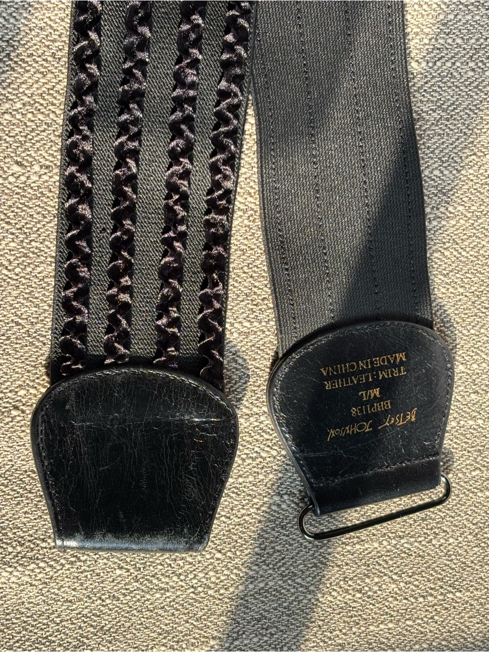 Vintage Y2K Betsey Johnson Black Elastic Belt with leather Bow Buckle - Picture 5 of 7